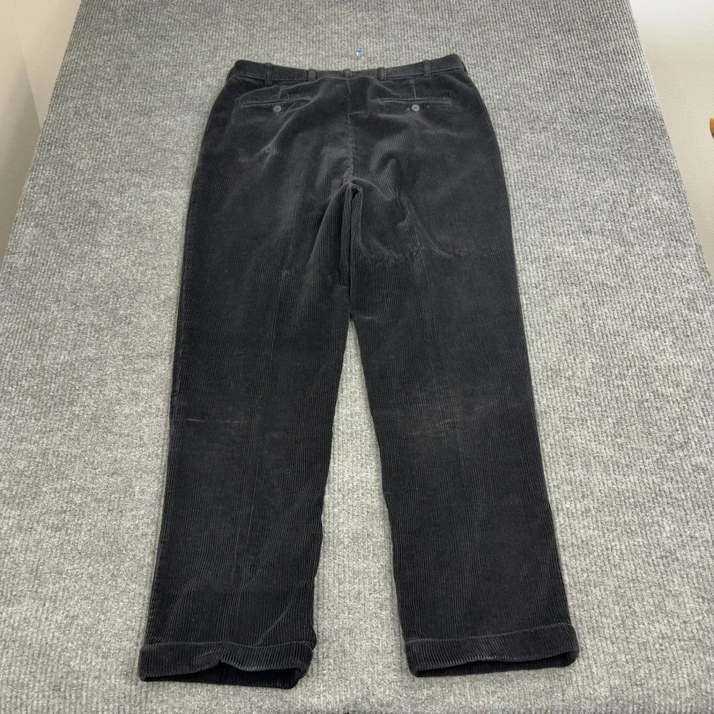 Jos A Bank Pants Mens‎ 38x32 Black Cotton Corduroy Pleated Cuffed Classic
